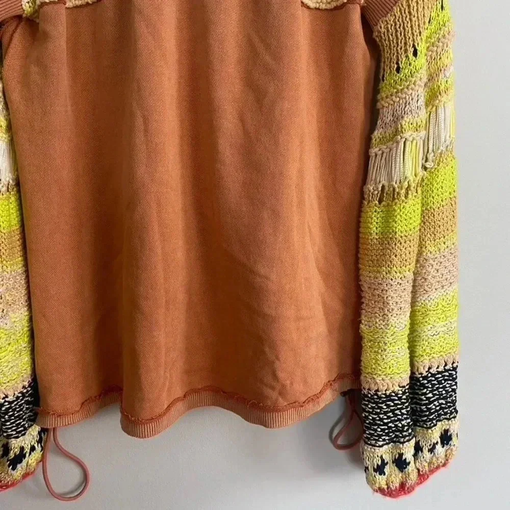 Free People Oversized Crochet Sleeves Sweater
